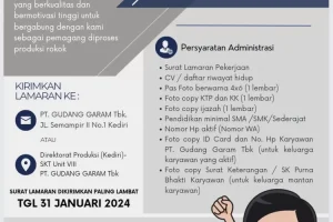 PT. Gudang Garam Tbk Buka Lowongan Kerja Magang, Tapi Ada Syarat Khusus, Ini Infonya