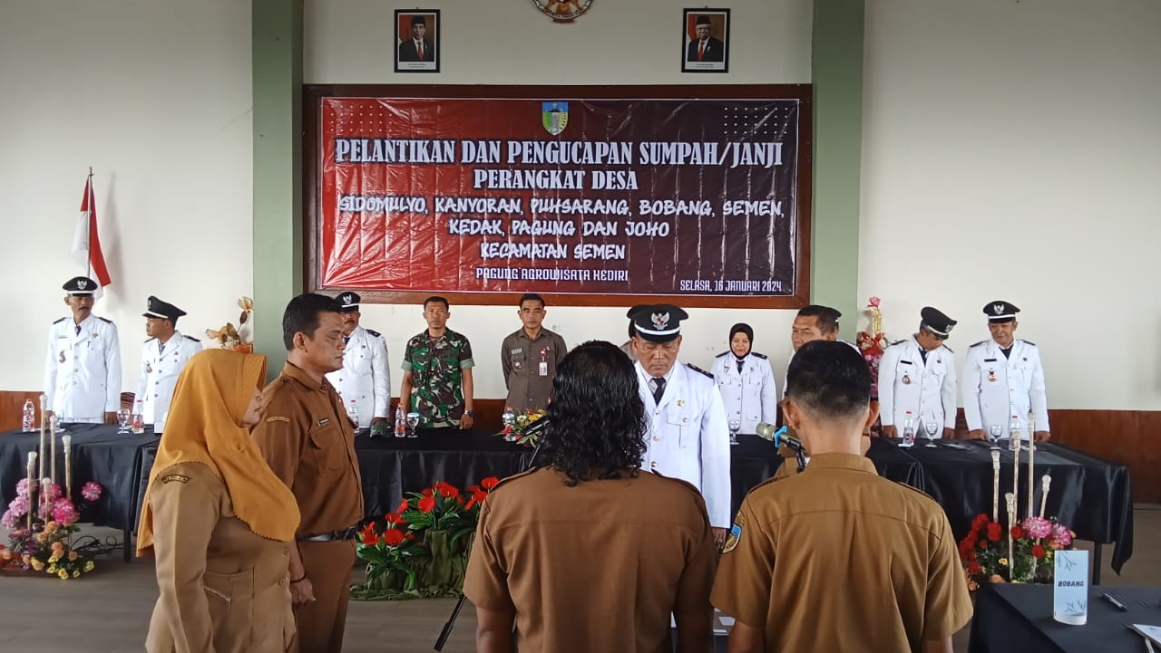 Sebanyak 26 Perangkat Desa Terpilih di Delapan Desa di Kecamatan Semen Kabupaten Kediri Dilantik