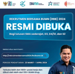 Merapat! Rekrutmen Bersama BUMN 2024 Kembali Dibuka, Ada 1800 Lowongan Kerja untuk Umum! 