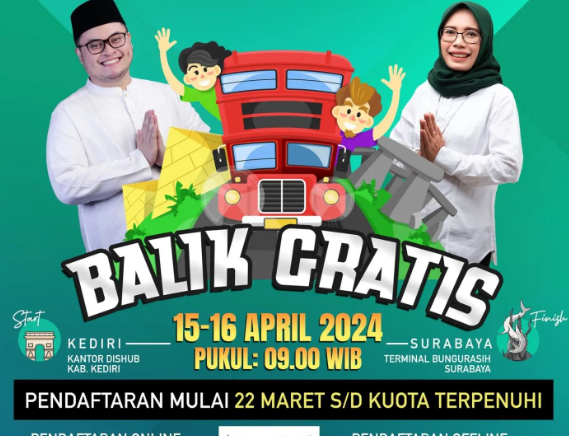 Mas Dhito Masih Membuka Pendaftaran Balik Mudik Gratis 2024, Ayo Warga Kediri Sebelum Kuota Terpenuhi! 