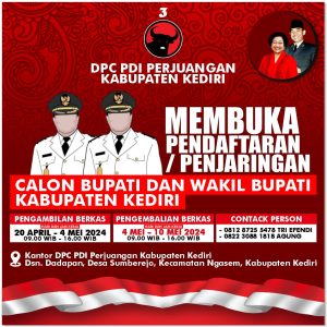 DPC PDIP Kabupaten Kediri Membuka Penjaringan Cabup dan Cawabup Meski Dipastikan Tetap Mengusung Mas Dhito