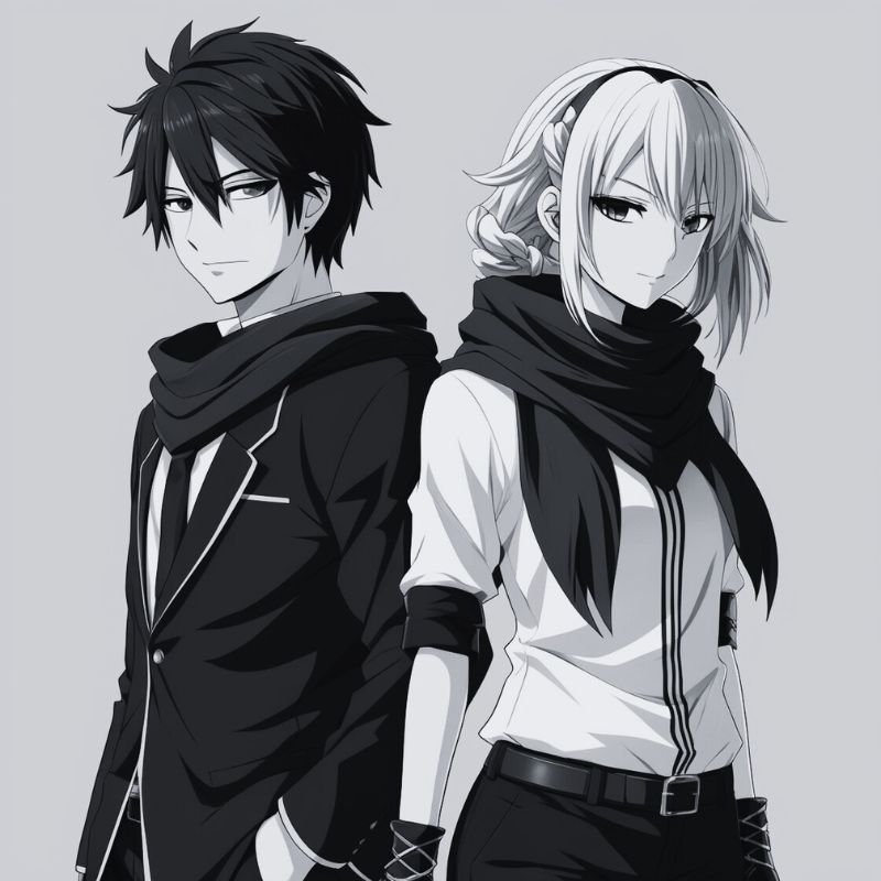 Tinggal Pilih, PP Couple Anime Hitam Putih yang Bikin Profil WA Makin Keren!