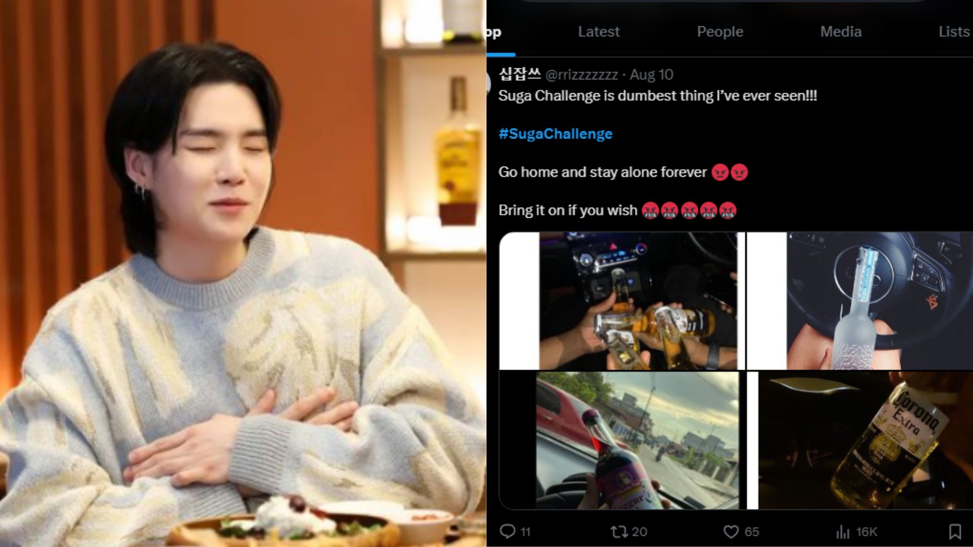Ramai Tagar SugaChallenge, Warganet Pamerkan Mabuk Sambil Mengemudi untuk Dukung Suga BTS