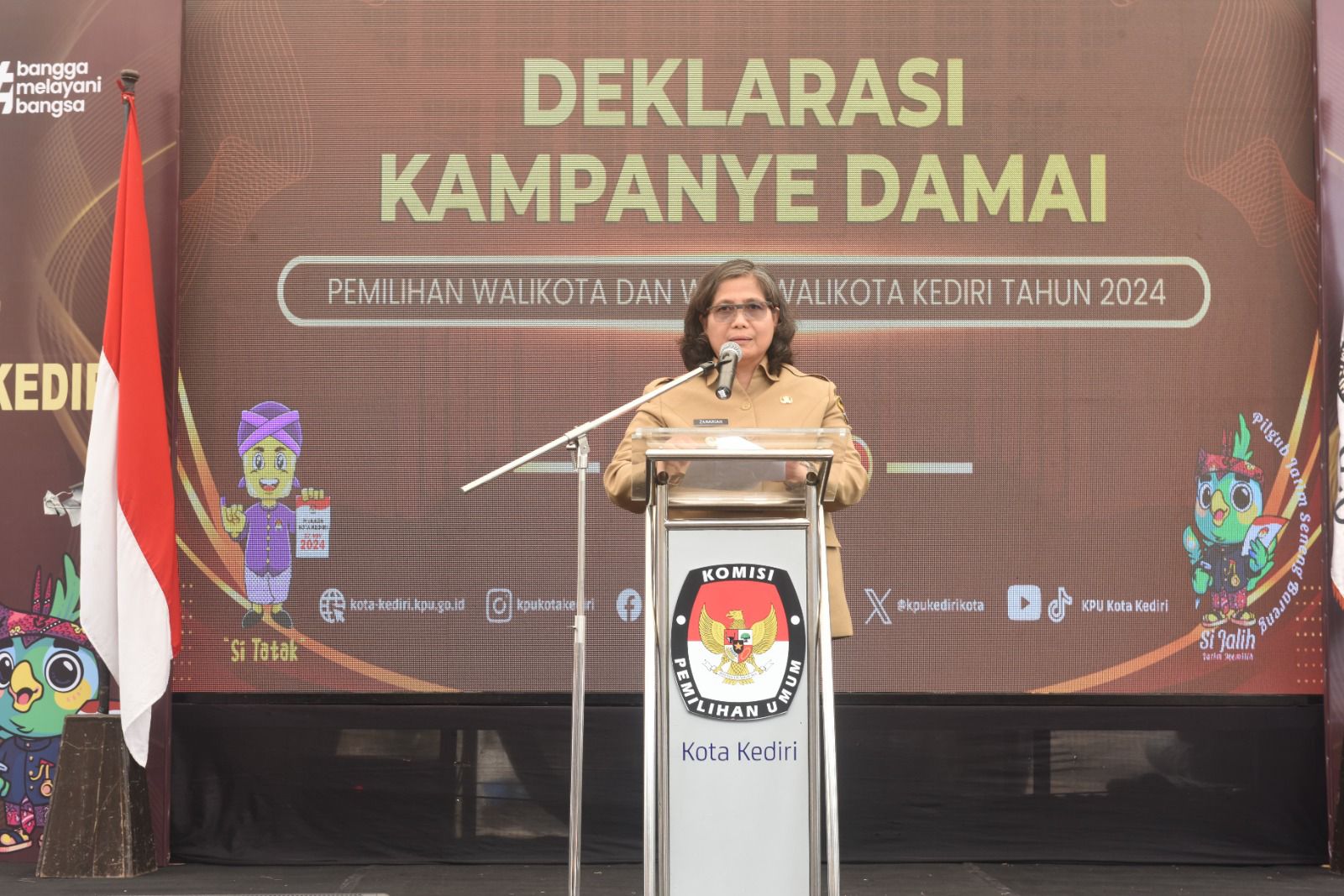 Pj Wali Kota Kediri Zanariah Hadiri Deklarasi Kampanye Damai Pilkada Serentak 2024