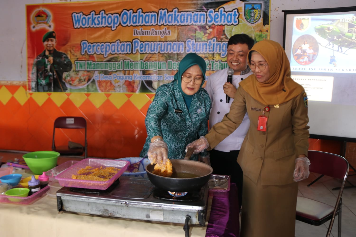 Percepat Penurunan Stunting, TMMD 122 Kodim 0809/Kediri dan Pemkab Kediri Gelar Workshop Olahan Makanan Sehat