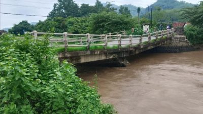 Jembatan Desa Junjung Ambles, BPBD Tulungagung Lakukan Pembersihan Sampah untuk Mencegah Ambruk