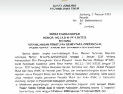 Pemkab Jombang Perpanjang Penutupan Pasar Hewan untuk Cegah Wabah PMK!