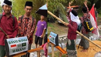 Viral! Warga Banyuwangi ke Mekkah Naik Perahu Rakitan Galon