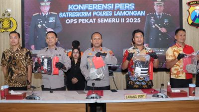 Operasi Pekat II, Polres Lamongan Ungkap 4 Kasus Penganiayaan dan Amankan 5 Tersangka