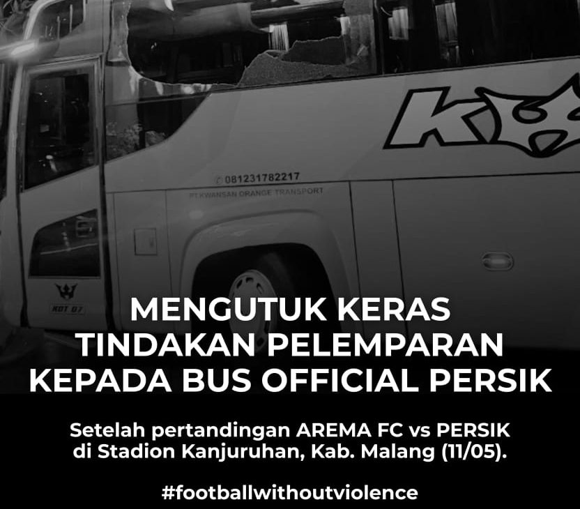 Bus Persik Kediri Diserang Saat di Stadion Kanjuruhan, Arema FC Sampaikan Permintaan Maaf!