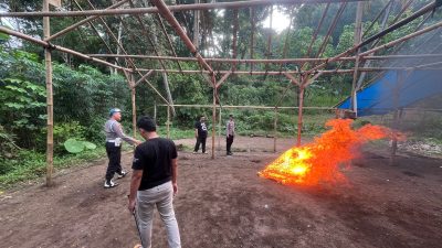 Polisi Bongkar Arena Sabung Ayam di Gedangan, Bangunan Dibakar di Tempat