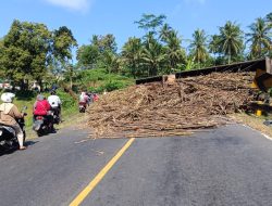 Truk Gandeng Bermuatan Tebu Terguling, Jalur Blitar-Malang Macet Hingga Enam Jam
