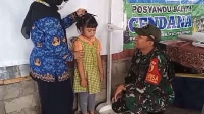 Tekan Stunting,  Nakes Kolaborasi  dengan Babinsa dan Bhabinkamtibmas di Posyandu Cendana Tosaren