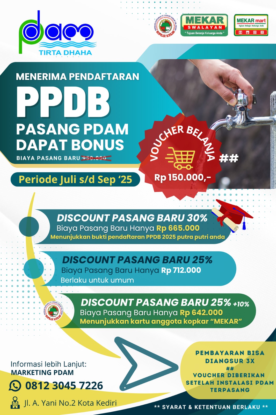 PDAM Kota Kediri Tawarkan Diskon Pemasangan Baru Hingga 30 Persen, Berlaku Tiga Bulan