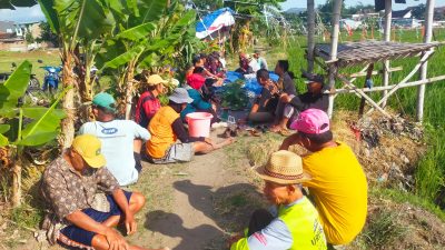 Bhabinkamtibmas Kaliombo Sambang Sawah, Ajak Petani Jaga Ketahanan Pangan