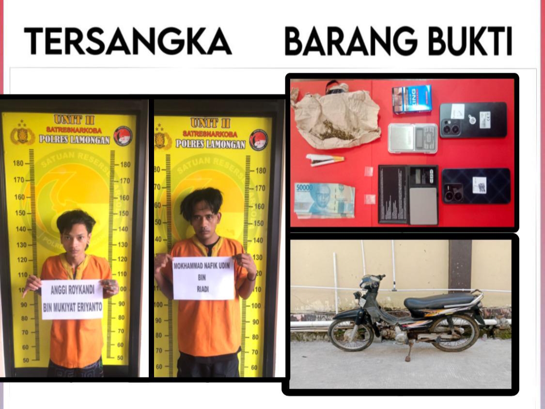 Dua Pemuda Dibekuk Saat Kemas Sabu dan Ganja di Lamongan