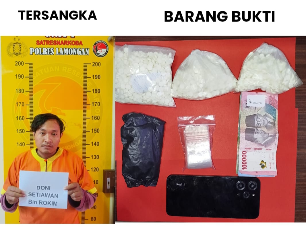 Satresnarkoba Polres Lamongan Gulung Dua Pengedar Pil Koplo, Ribuan Butir Disita