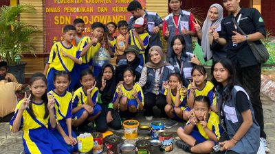 Mahasiswa KKN Fakultas Pertanian Universitas Brawijaya Ajak Siswa SD Mojowangi 02 Jombang Kenali Sampah dan Daur Ulang Kaleng Jadi Pot Sawi