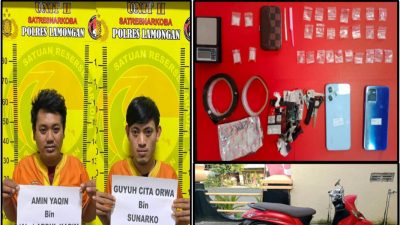 Satresnarkoba Lamongan Ringkus Dua Pemuda Brondong, Amankan 26 Paket Sabu Siap Edar