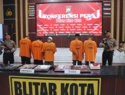 Polisi Tangkap Lima Tersangka Narkoba di Blitar, Jejak Peredaran Meluas ke Tulungagung dan Kediri