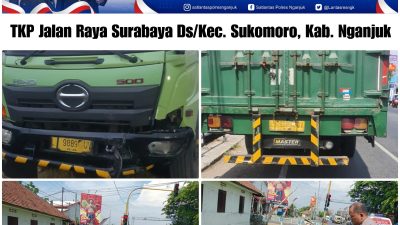 Truk Tronton Tabrak Pikap Sampai Ringsek dan Terguling ke Sungai di Depan Pasar Sukomoro, Kerugian C