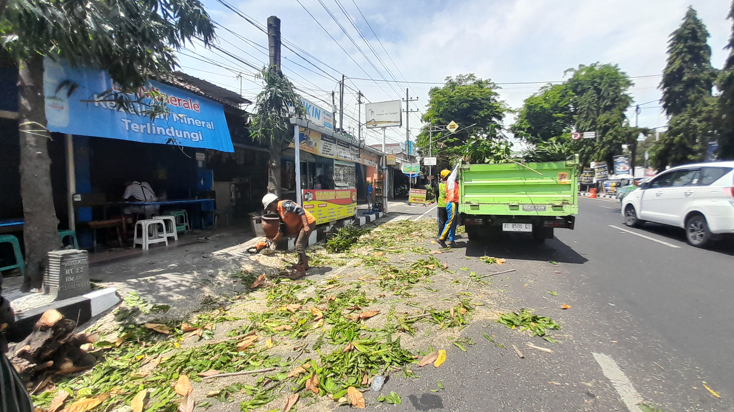 PLN Pangkas Pohon di Jalan Diponegoro Kediri untuk Cegah Gangguan Listrik