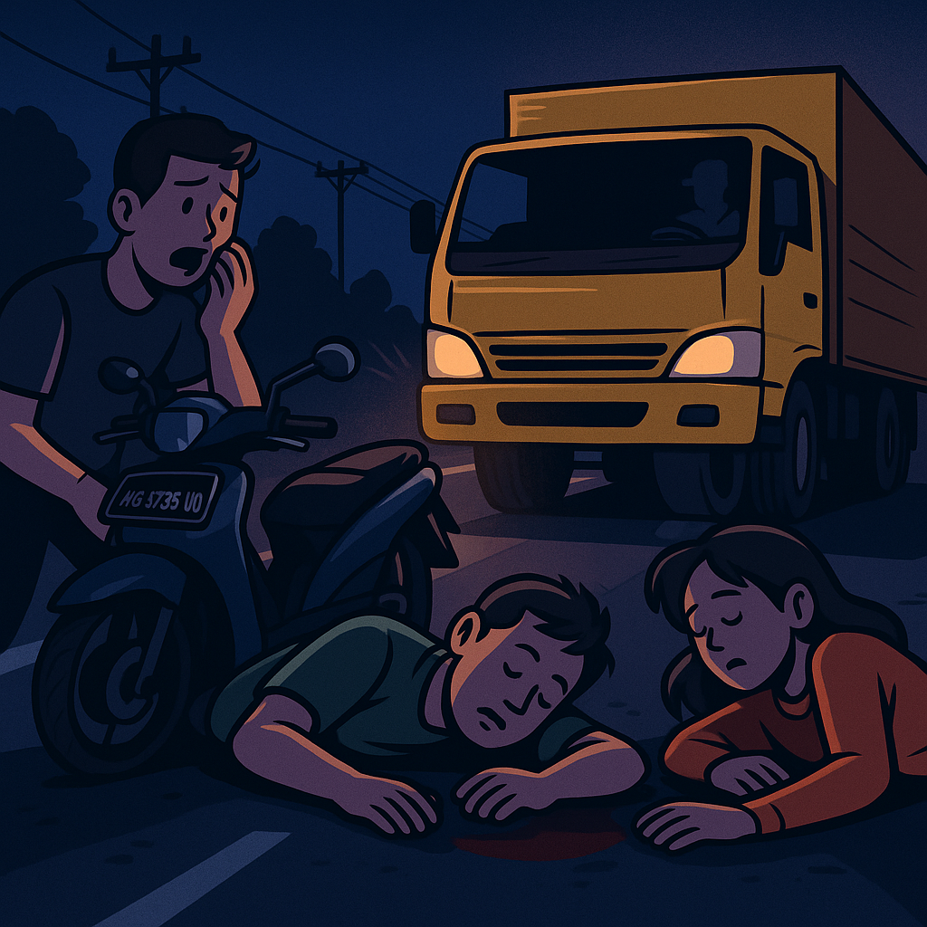 Dua Warga Nganjuk Tewas Usai Tertabrak Truk di Jalan Raya Janti, Jombang