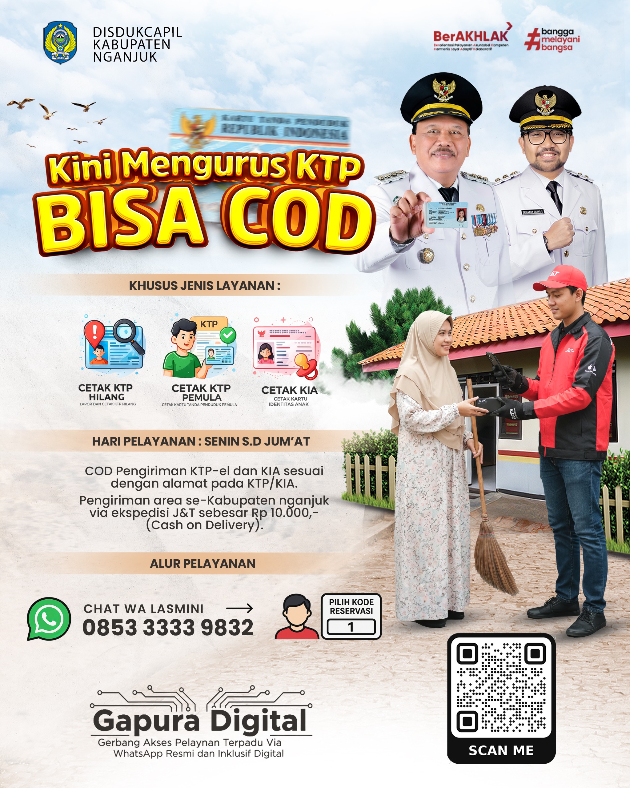 Bupati Nganjuk Resmikan Layanan KTP COD, Dokumen Diantar Langsung ke Rumah