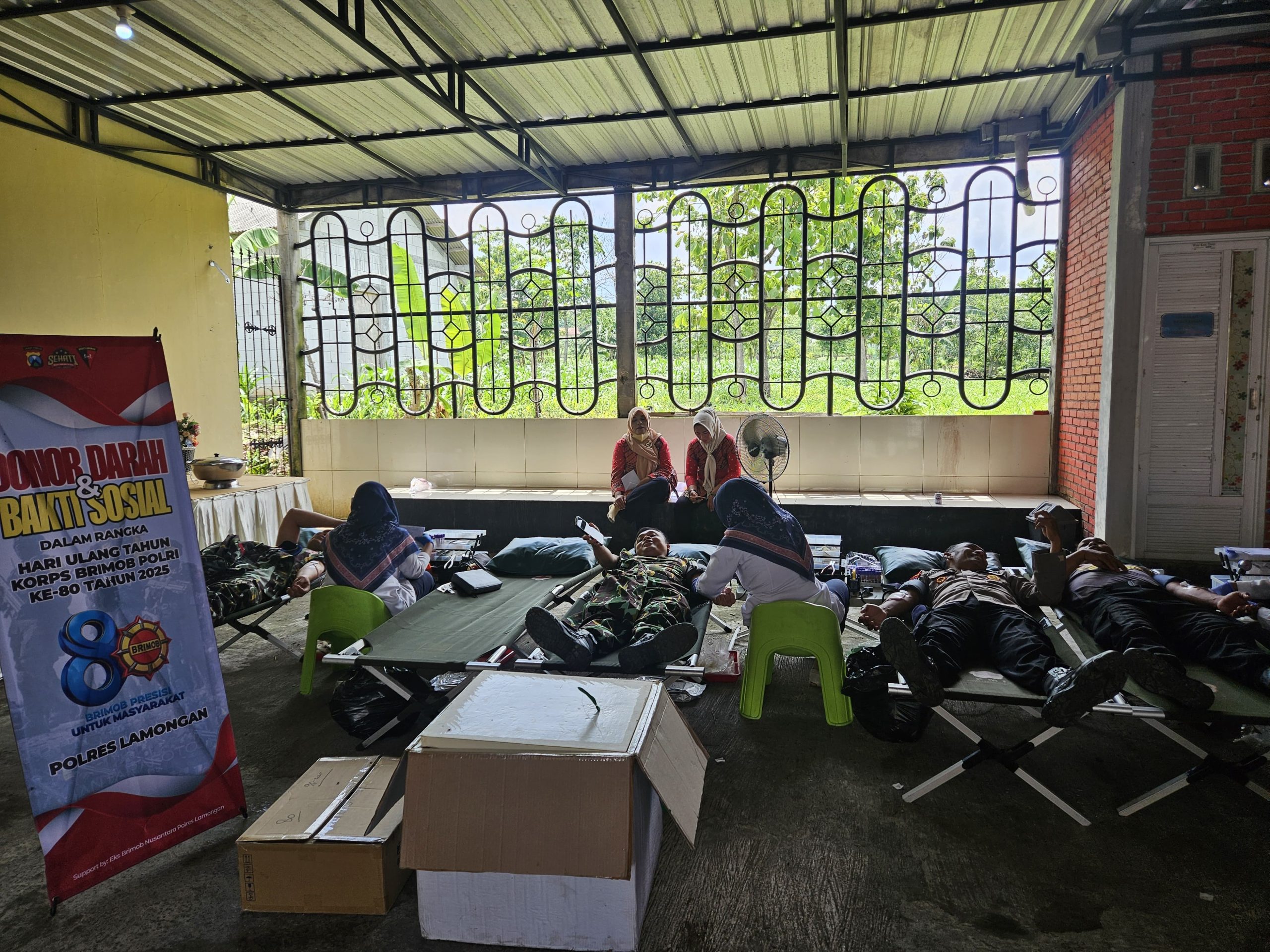 Eks Brimob Polres Lamongan Gelar Baksos dan Donor Darah Peringati HUT ke-80 Brimob