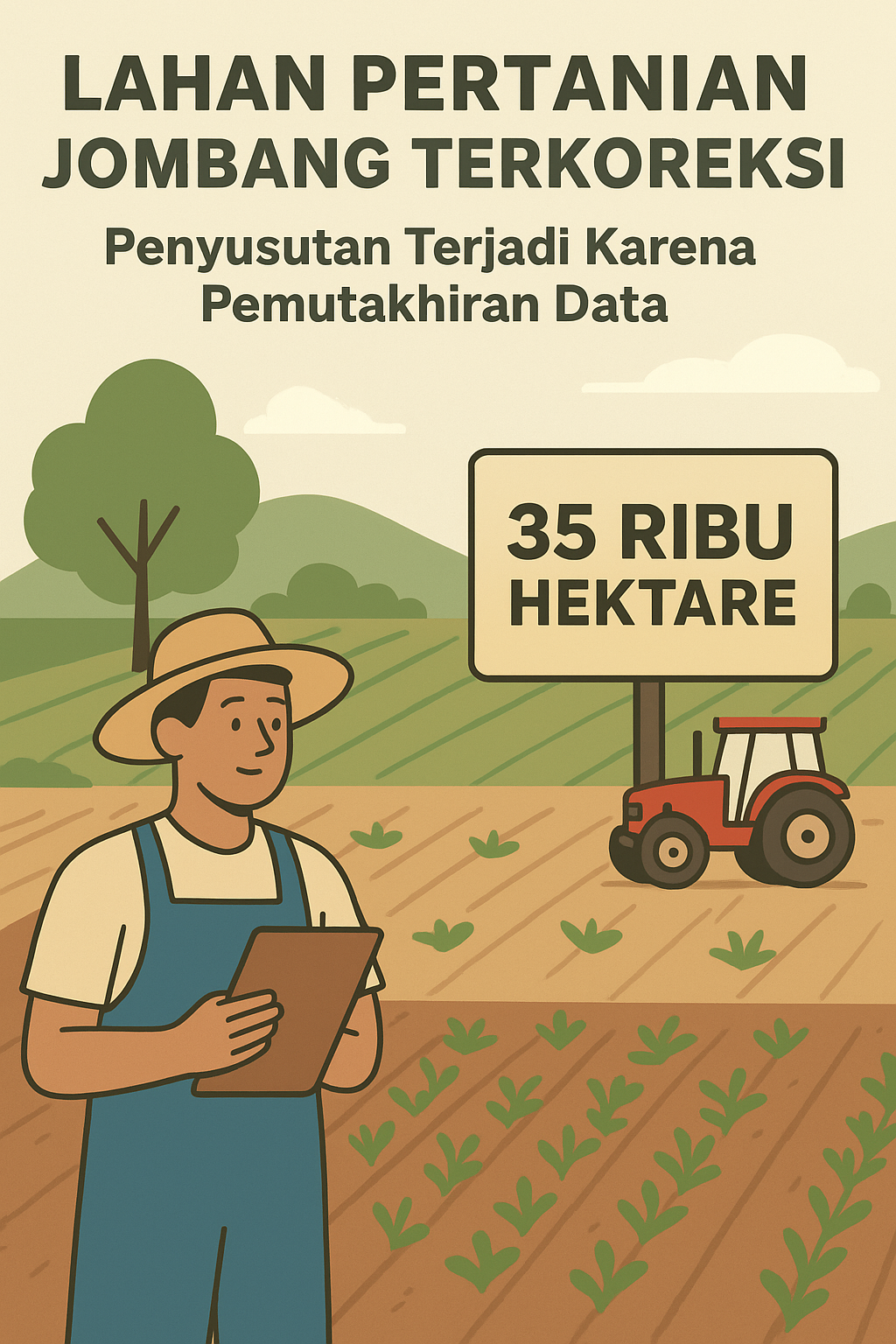 Lahan Pertanian Jombang Mengalami Koreksi, Penyusutan Terjadi karena Pembaruan Basis Data