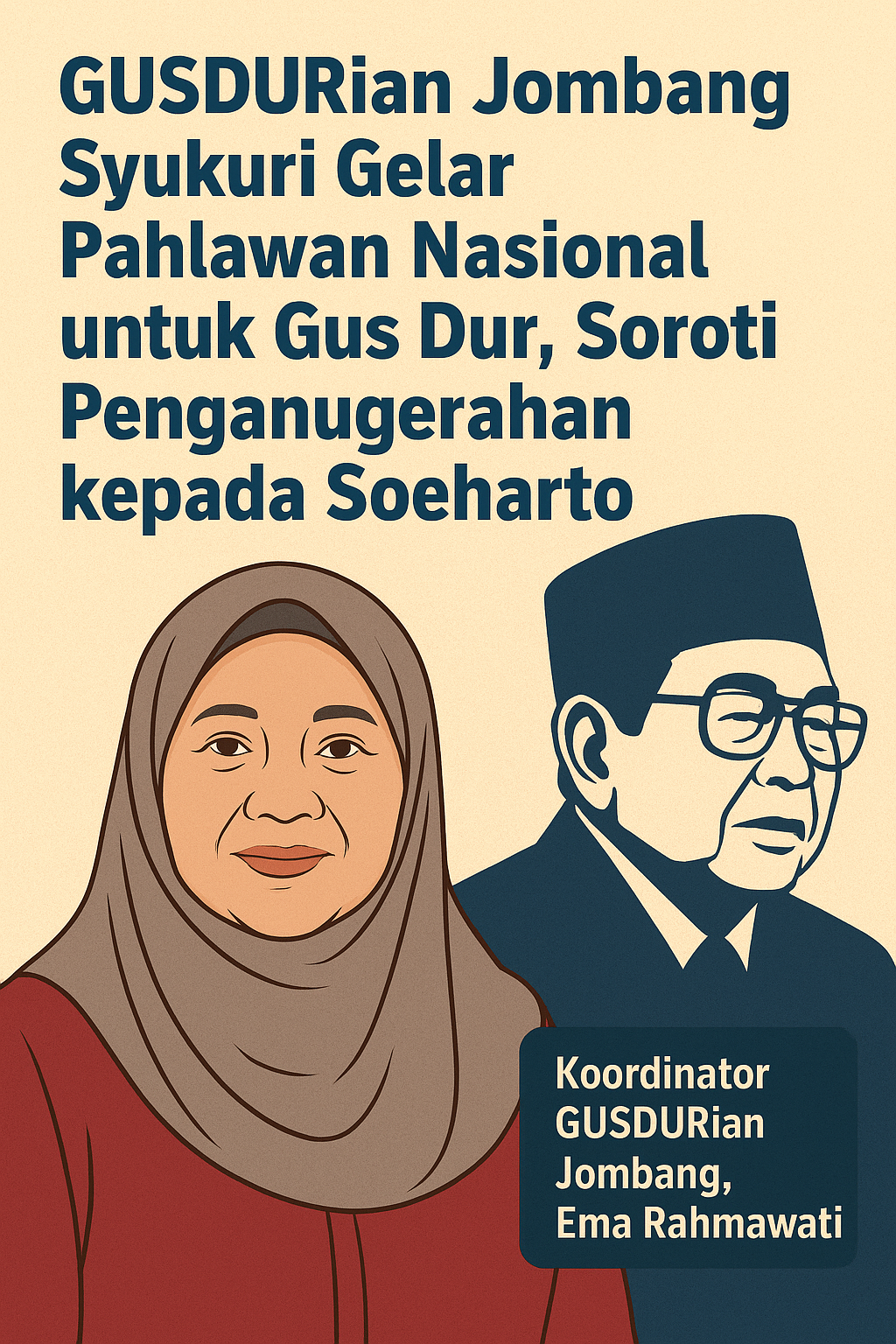 GUSDURian Jombang Syukuri Gelar Pahlawan untuk Gus Dur, Kritik Penganugerahan kepada Soeharto