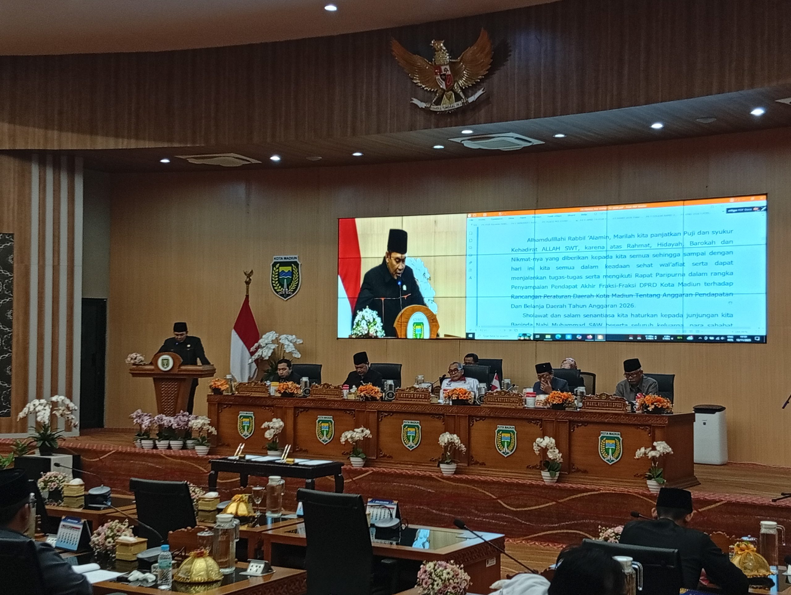 DPRD Kota Madiun Gelar Paripurna Penyampaian Pandangan Akhir Fraksi atas Raperda APBD 2026