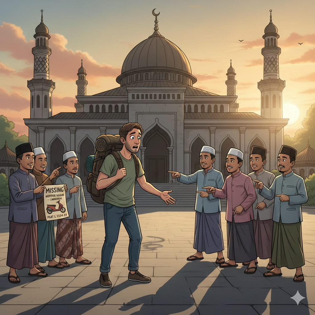Turis Asal Inggris Jadi Korban Curanmor di Lamongan, Motor Raib Saat Beristirahat di Masjid