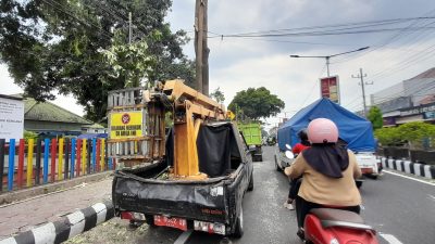 Antisipasi Pohon Tumbang, DLHKP Kota Kediri Lakukan Pemangkasan Puluhan Pohon di Jalan A. Yani