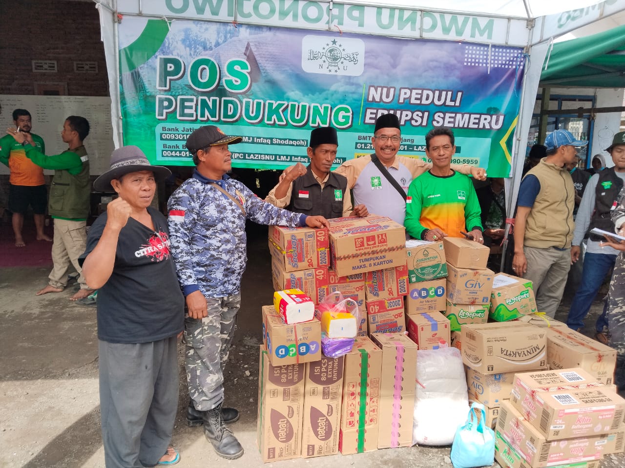 PC LPBI NU Kabupaten Kediri Salurkan Bantuan Logistik untuk Korban Erupsi Gunung Semeru di Lumajang
