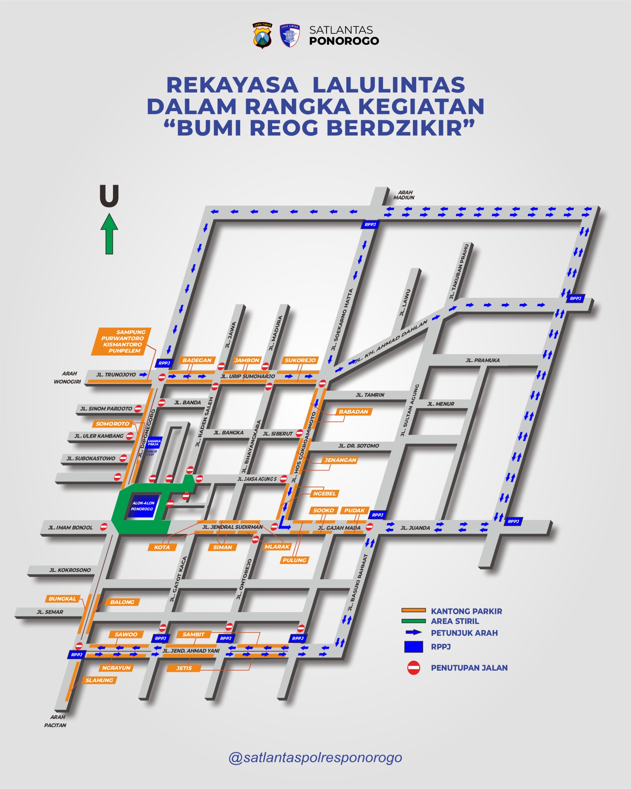 Polres Ponorogo Terapkan Rekayasa Lalin dan Sediakan Kantong Parkir Saat Bumi Reog Berdzikir