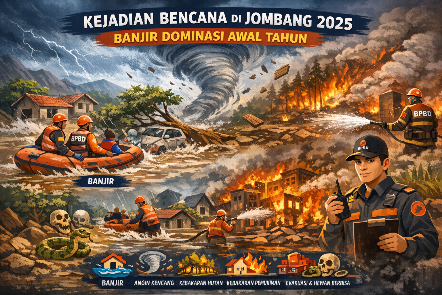Selama 2025, BPBD Jombang Rekam Ratusan Peristiwa Bencana
