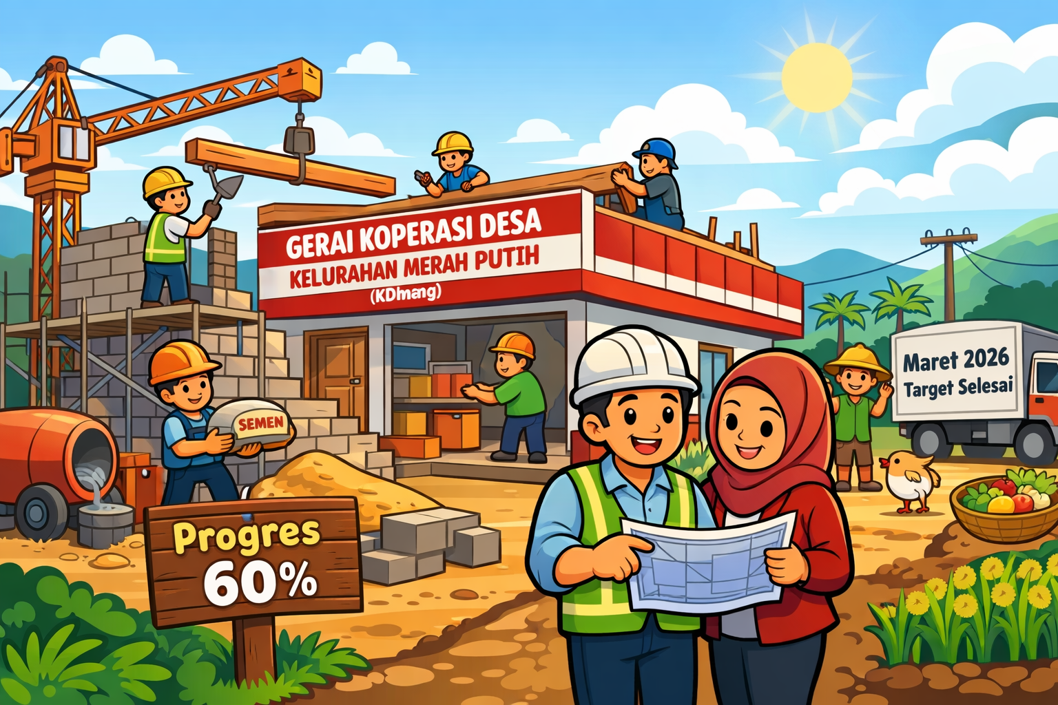 Pembangunan 117 Gerai Koperasi Desa di Jombang Dikebut, Progres Tertinggi Tembus 60 Persen