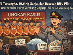 Ungkap 178 Kasus Narkoba Sepanjang 2025, Polres Jombang Amankan 271 Tersangka dan Sita 10,6 Kg Ganja
