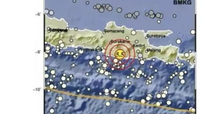 Gempa Magnitudo 5,5 Guncang Timur Laut Pacitan, Tidak Berpotensi Tsunami