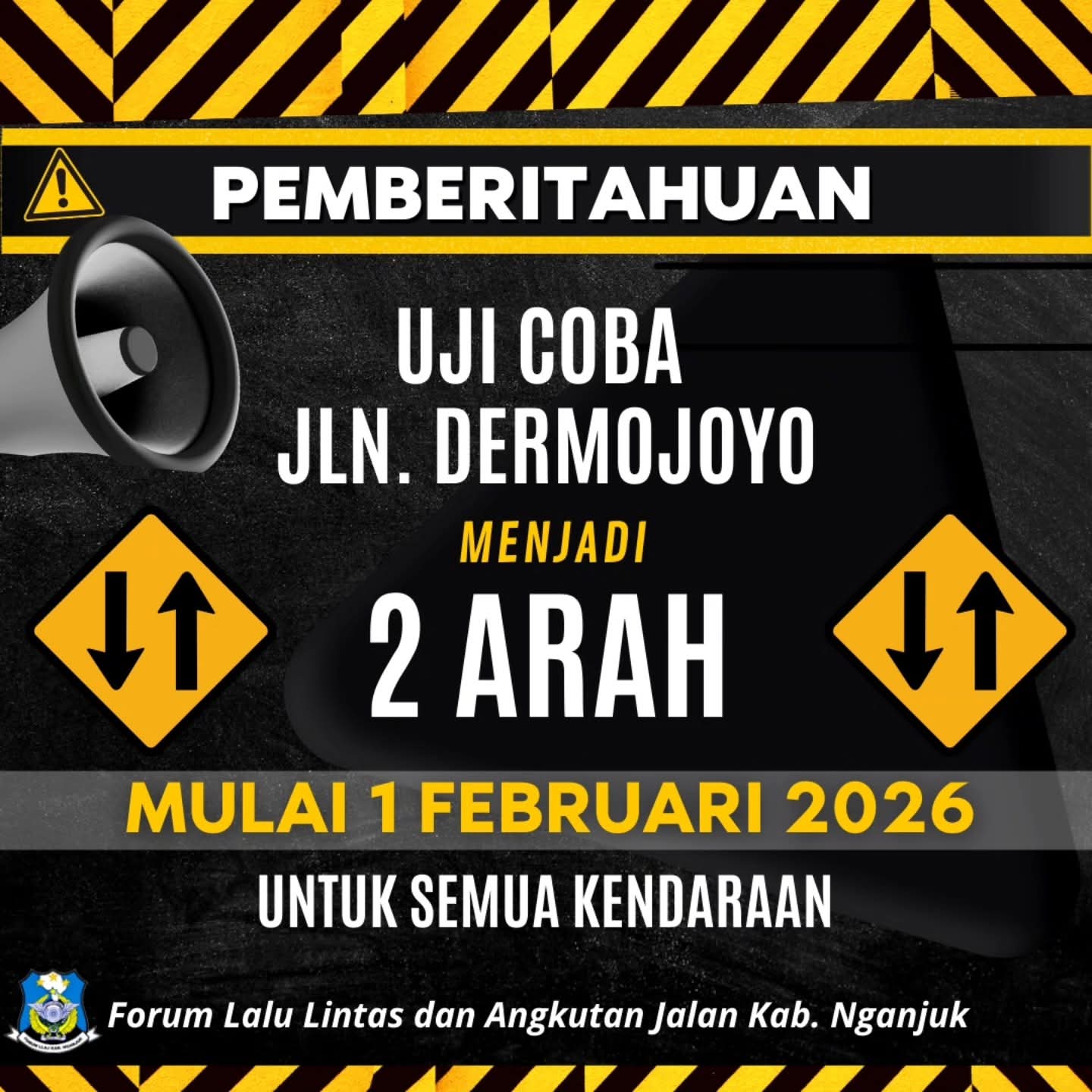 Mulai Hari Ini Jalan Dermojoyo Nganjuk Diuji Coba Dua Arah, Demi Percepat Mobilitas Damkar