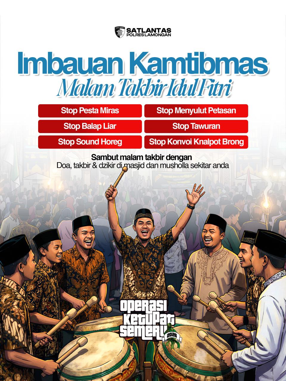 Jaga Kekhusyukan Malam Takbir, Satlantas Polres Lamongan Larang Sound Horeg dan Konvoi Knalpot Brong