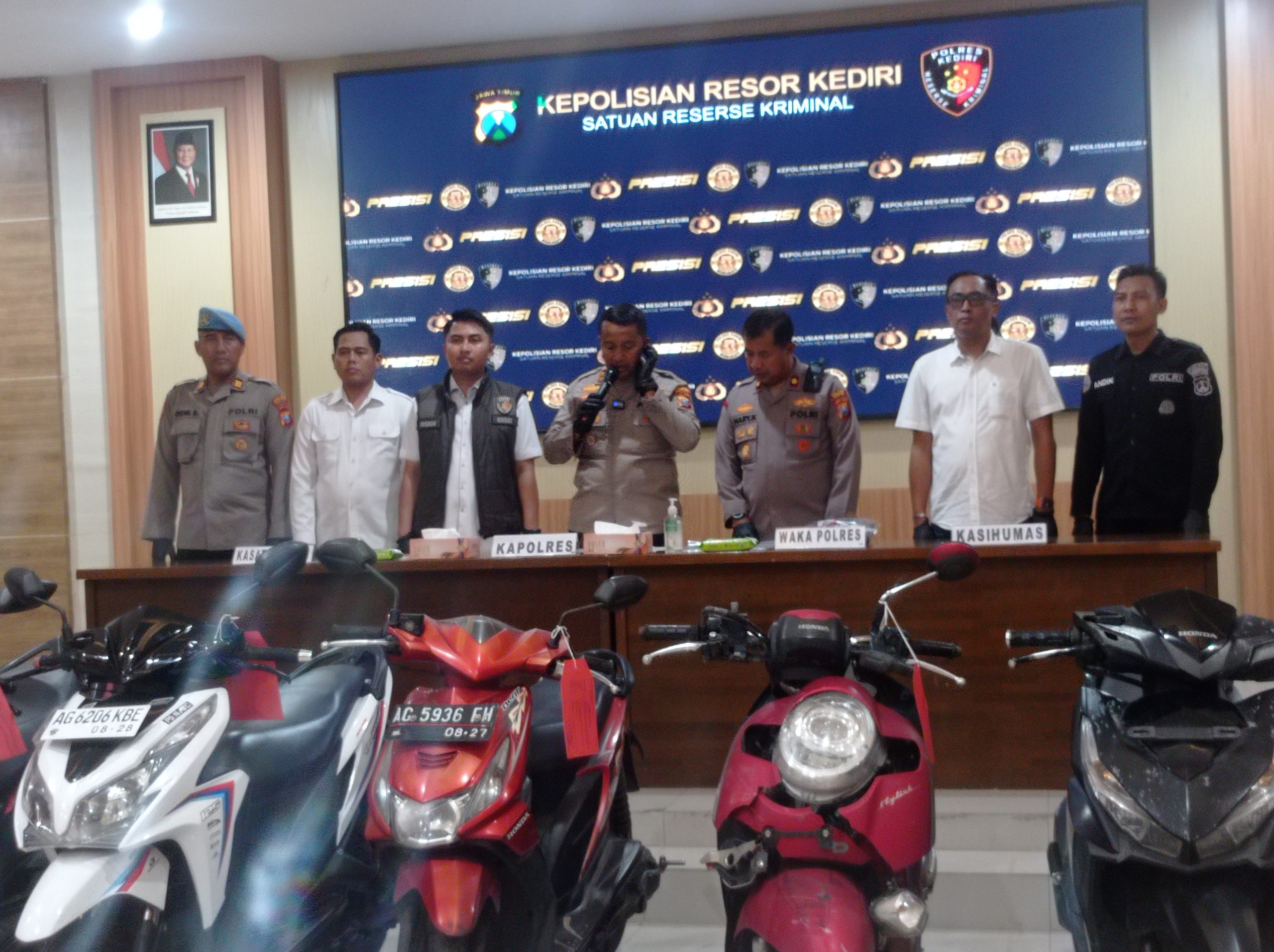 21 Hari, Polres Kediri Ungkap 5 Kasus Curanmor, 6 Motor Diamankan