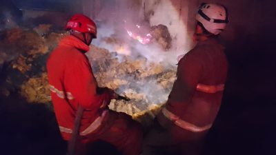 Gudang Sabut Kelapa Terbakar di Nglegok, Kerugian Capai Rp100 Juta, Diduga Korsleting Listrik