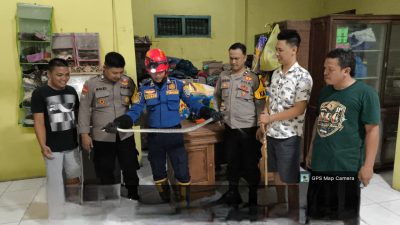 Respon Cepat Layanan 110, Polsek Sukodadi dan Damkar Lamongan Evakuasi Ular Masuk Rumah Warga