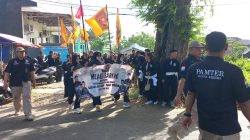 Babinsa Kelurahan Pojok Kawal Pengamanan Mlaku Bareng 850 Warga PSHT di Mojoroto