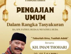 Pengajian Umum Bersama KH Imam Thohari Meriahkan Tasyakuran RA dan MI Fathul Huda di Wates Kediri