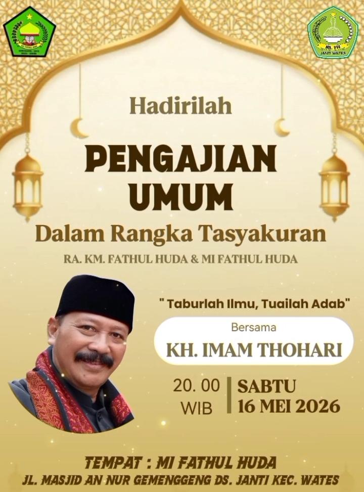 Pengajian Umum Bersama KH Imam Thohari Meriahkan Tasyakuran RA dan MI Fathul Huda di Wates Kediri