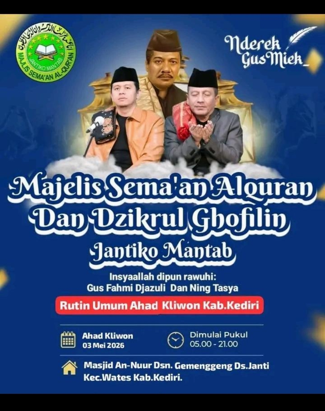 Majelis Sema’an Al-Qur’an dan Dzikrul Ghofilin Digelar di Gemenggeng, Hadirkan Gus Fahmi Djazuli dan Ning Tasya