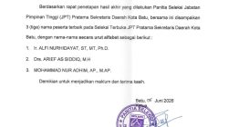 Tiga Besar Calon Sekda Kota Batu Diumumkan, Penentuan Akhir Menunggu Keputusan Wali Kota